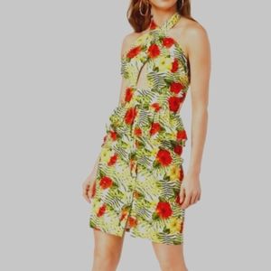 XOXO peplum hibiscus flower dress